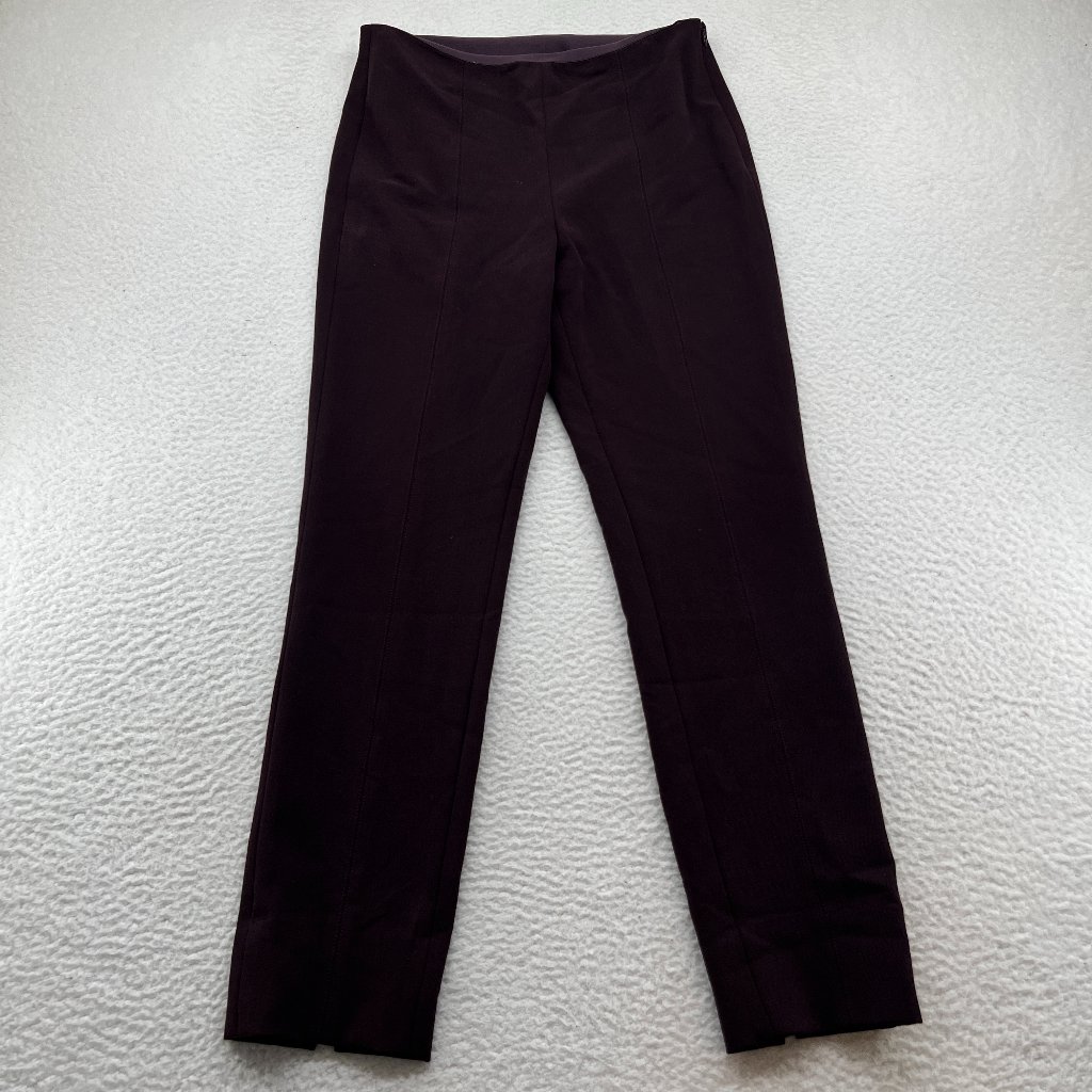 Akris Punto | Women's Wool Blend Pleated Tapered Stretch Pants Plum Purple 6